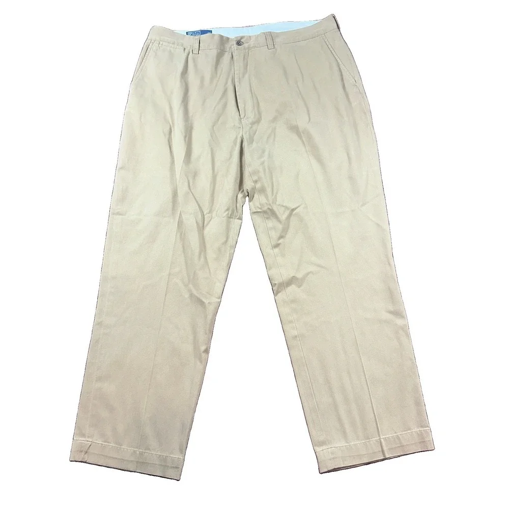 VTG Polo Ralph Lauren Pants Mens Fit 39x30 Khaki Tan Cotton Chino Straight